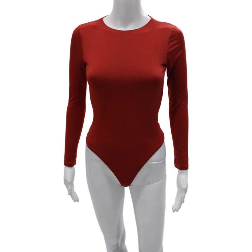 Nonchalant Label Womens One Piece Bodysuit Red Long Sleeve Size M